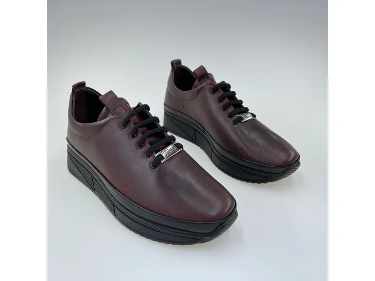 Dámske bordové kožené pohodlné poltopánky shi051.107-36