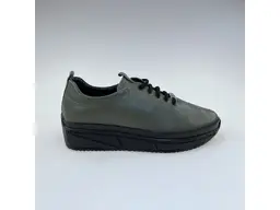 Dámske khaki kožené pohodlné poltopánky shi051.107-51