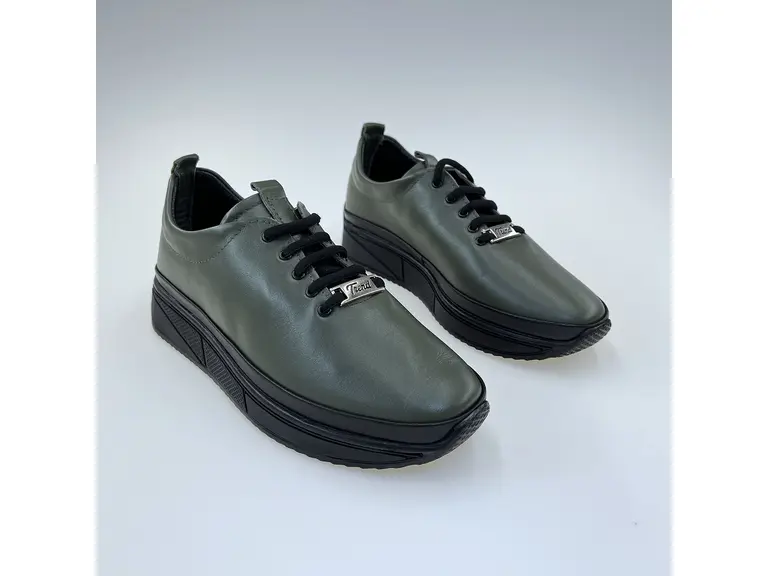 Dámske khaki kožené pohodlné poltopánky shi051.107-51