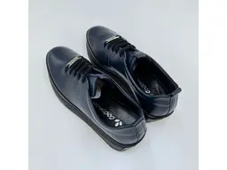 Dámske modré kožené pohodlné poltopánky shi051.107-90