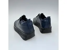 Dámske modré kožené pohodlné poltopánky shi051.107-90