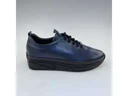 Dámske modré kožené pohodlné poltopánky shi051.107-90