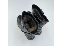 Dámske čierne mäkučké širšie kožené 3/4 čižmy 9-26455-45