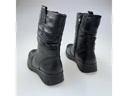 Dámske čierne mäkučké širšie kožené 3/4 čižmy 9-26455-45