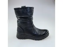 Dámske čierne mäkučké širšie kožené 3/4 čižmy 9-26455-45