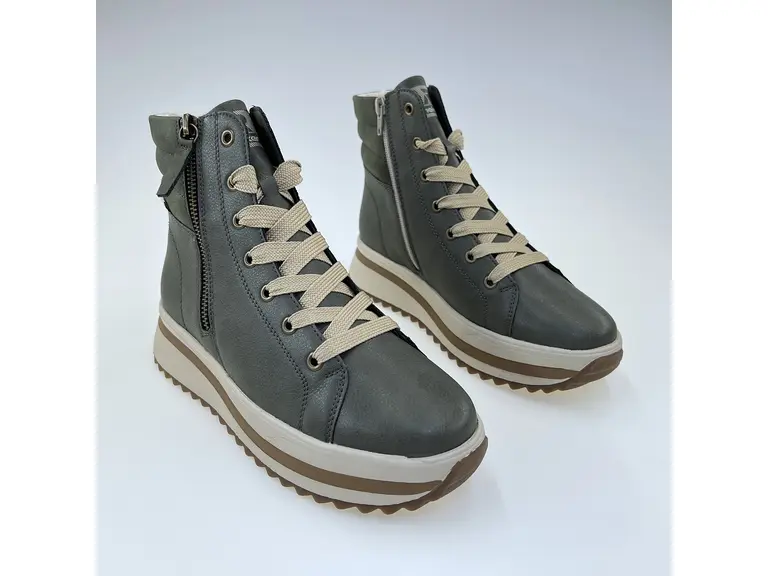 Dámske zelené mäkučké kožené členkové topánky W3870-54