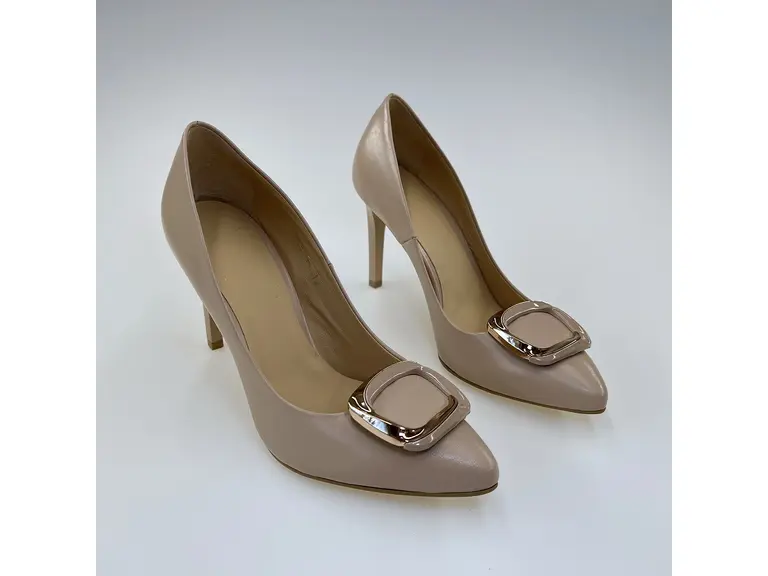 Dámske béžové mäkučké kožené spoločenské lodičky A7056-16