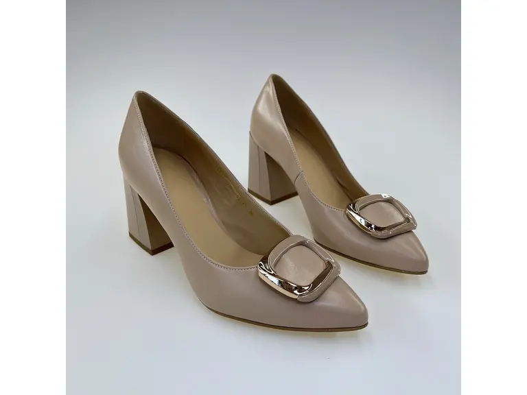 Dámske béžové mäkučké kožené spoločenské lodičky A7030-16