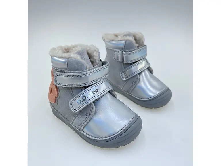 Detské mäkučké pohodlné strieborné teplé celé topánky W071-52346D