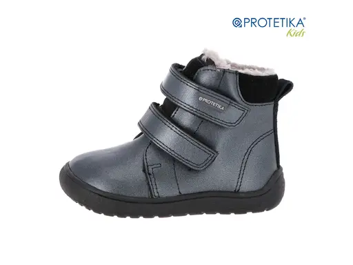 Detské kvalitné kožené teplé čierne texové barefoot členkové topánky Beka black