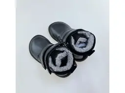 Detské kvalitné kožené teplé čierne texové barefoot členkové topánky Beka black