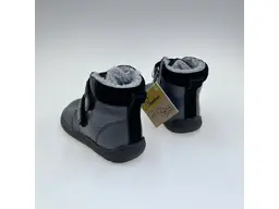 Detské kvalitné kožené teplé čierne texové barefoot členkové topánky Beka black