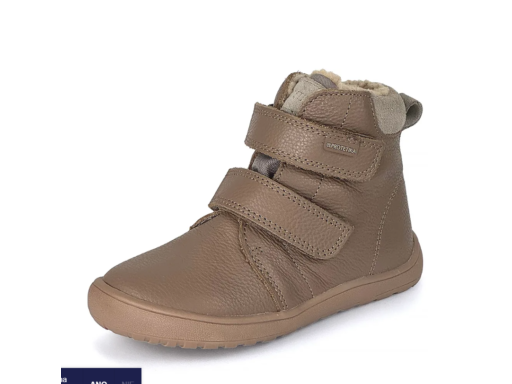 Detské kvalitné kožené teplé koralové texové barefoot členkové topánky Beka dark pink