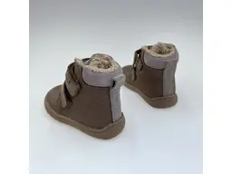 Detské kvalitné kožené teplé ružové texové barefoot členkové topánky Beka dark pink