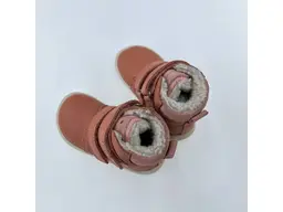 Detské kvalitné kožené teplé koralové texové barefoot členkové topánky Beka koral