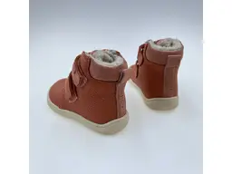 Detské kvalitné kožené teplé koralové texové barefoot členkové topánky Beka koral