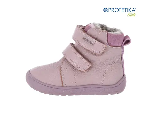 Detské kvalitné kožené teplé fialové texové barefoot členkové topánky Beka lila