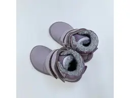 Detské kvalitné kožené teplé fialové texové barefoot členkové topánky Beka lila
