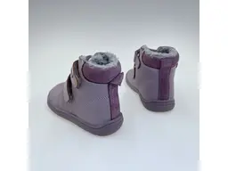 Detské kvalitné kožené teplé fialové texové barefoot členkové topánky Beka lila
