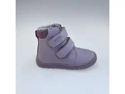 Detské kvalitné kožené teplé fialové texové barefoot členkové topánky Beka lila