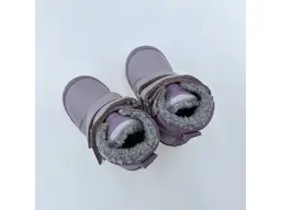 Detské kvalitné kožené teplé fialové texové  členkové topánky Kora lila