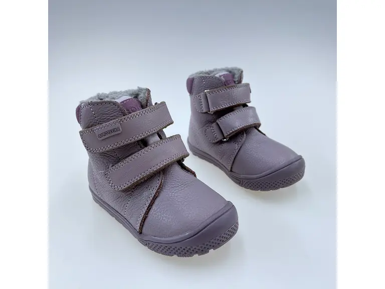Detské kvalitné kožené teplé fialové texové  členkové topánky Kora lila