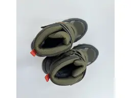 Detské kvalitné kožené teplé zelené texové  členkové topánky Miko khaki