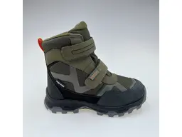 Detské kvalitné kožené teplé zelené texové  členkové topánky Miko khaki