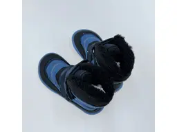 Detské kvalitné kožené teplé ružové texové barefoot členkové topánky Nut blue