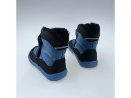 Detské kvalitné kožené teplé ružové texové barefoot členkové topánky Nut blue