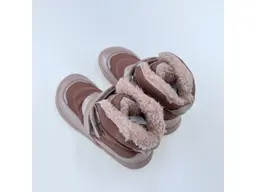 Detské kvalitné kožené teplé ružové texové barefoot členkové topánky Nut pink