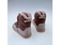 Detské kvalitné kožené teplé ružové texové barefoot členkové topánky Nut pink