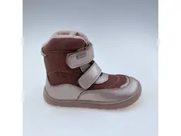 Detské kvalitné kožené teplé ružové texové barefoot členkové topánky Nut pink
