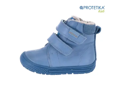 Detské kvalitné kožené teplé modré texové  členkové topánky Reno blue