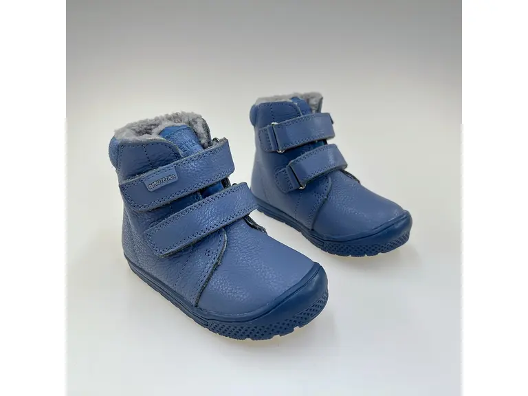 Detské kvalitné kožené teplé modré texové  členkové topánky Reno blue
