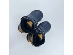 Detské kvalitné kožené teplé modré texové  členkové topánky Reno navy