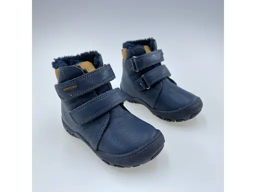 Detské kvalitné kožené teplé modré texové  členkové topánky Reno navy