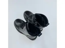 Detské kvalitné kožené teplé čierne   členkové topánky Tora black