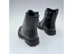 Detské kvalitné kožené teplé čierne   členkové topánky Tora black