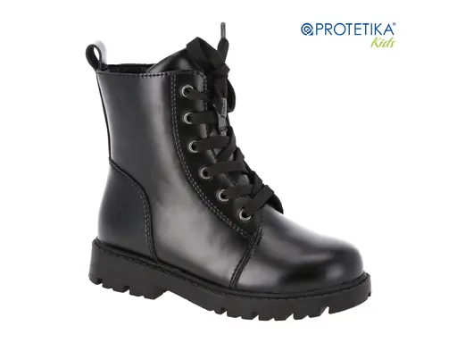 Detské kvalitné kožené teplé čierne   členkové topánky Tora black