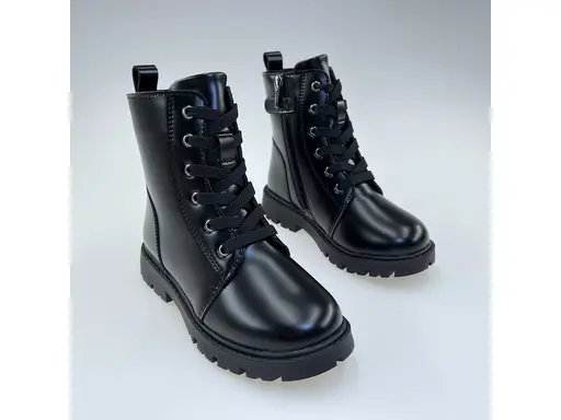 Detské kvalitné kožené teplé čierne   členkové topánky Tora black