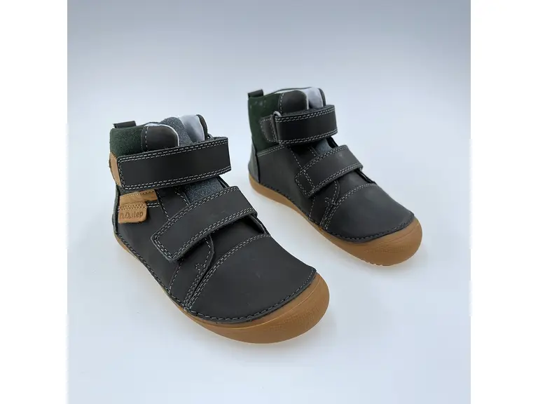 Detské sivé pohodlné kožené barefoot členkové topánky A063-52570M Detské sivé pohodlné kožené barefoot členkové topánky A063-52570M