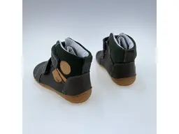Detské sivé pohodlné kožené barefoot členkové topánky A063-52570M