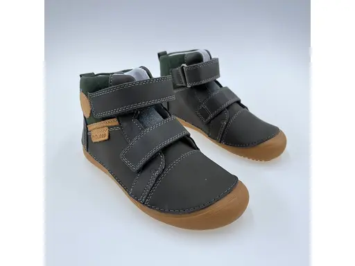 Detské sivé pohodlné kožené barefoot členkové topánky A063-52570L