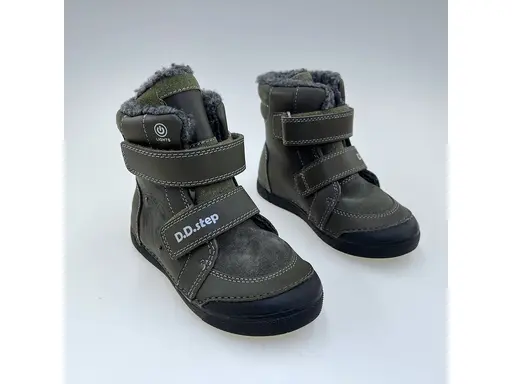 Detské zelené teplé kožené mäkučké celé topánky W068-52998M-50