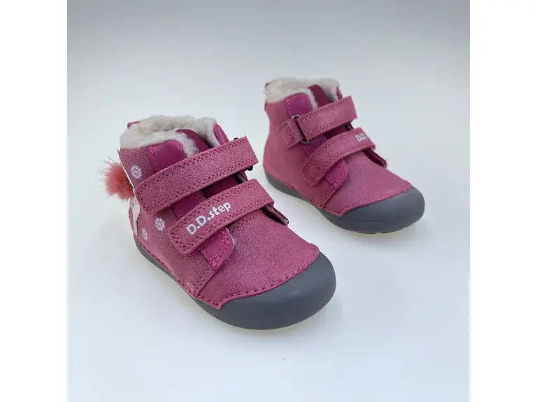 Detské ružové teplé kožené mäkučké celé topánky W066-52733B-25 Detské ružové teplé kožené mäkučké celé topánky W066-52733B-25