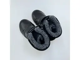 Detské čierne teplé kožené mäkučké celé topánky W078-52451BL