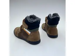 Detské koňakové teplé kožené mäkučké celé topánky W068-52388BL