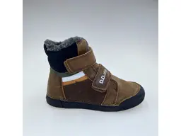 Detské koňakové teplé kožené mäkučké celé topánky W068-52388BL