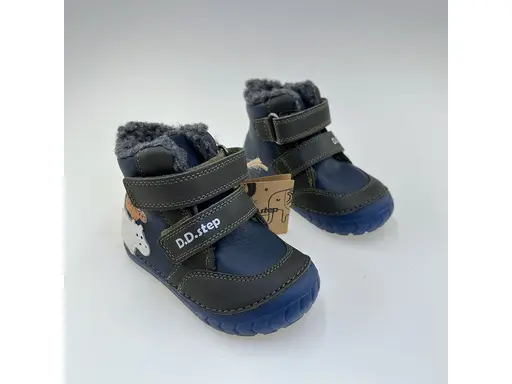 Detské kvalitne modré kožené celé teplé topánky W029-52287A-90